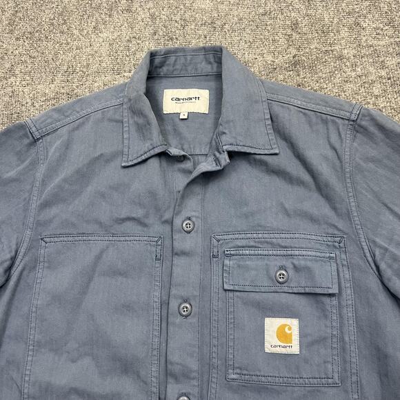Carhartt Shirt Jacket Mens Small Blue L/S Charter Workwear Button Up Cotton WIP